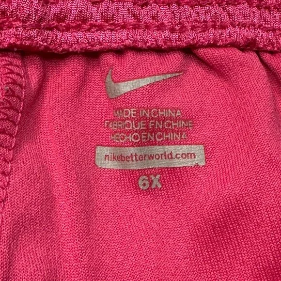 ๐ฉท Nike Dri-Fit Girls' Mesh Shorts | Size 6X | Pink & Green - Picture 3 of 3